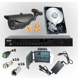 Zewnętrzny zestaw do monitoringu 8 kamer GK-7015IR 700 TVL rejestrator BCS-DVR0801ME  