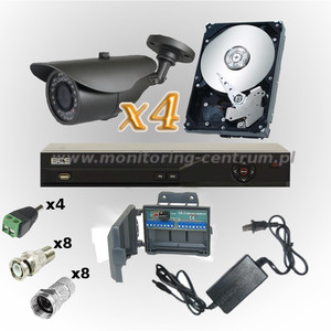 Zewnętrzny zestaw monitoringu dla 4 kamer GK-7015IR rejestrator BCS-DVR0401QE 