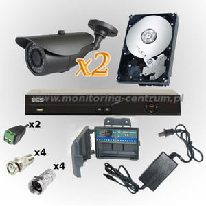 Zewnętrzny zestaw monitoringu dla 2 kamer GK-7015IR 700 TVL rejestrator BCS-DVR0401QE