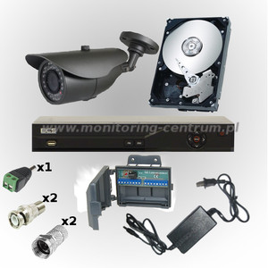 Zewnętrzny zestaw monitoringu dla 1 kamery GK-7015IR 700 TVL rejestrator BCS-DVR0401QE